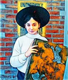 женщина в шляпе с книгой